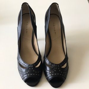 Tahari black peep toe high heals